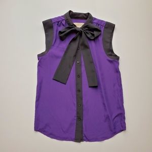Michael Cors Purple Bow Sleeveless Top